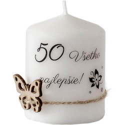 Všetko najlepšie k 50 narodeninám – sviečka s motýľom