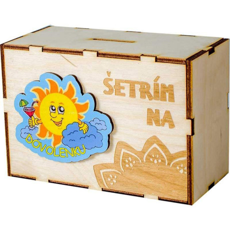 Drevená pokladnička šetrím na dovolenku