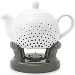 Keramický čajník s podstavcom na čajovú sviečku