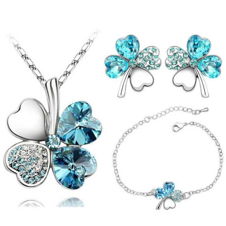 Modrá súprava náhrdelník, náramok a náušnice