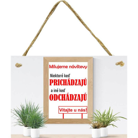 Dekoratívna závesná tabuľka – Milujeme návštevy