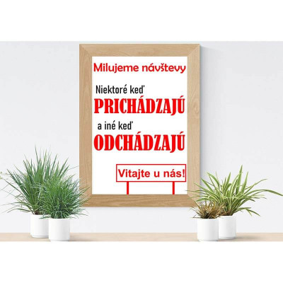 Dekoratívna závesná tabuľka – Milujeme návštevy