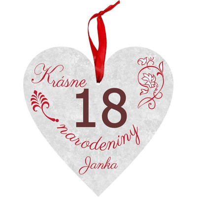 Srdiečko na 18 narodeniny s vlastným menom napríklad Janka