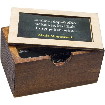 Darček pre učiteľov – motivačné citáty v drevenej krabičke