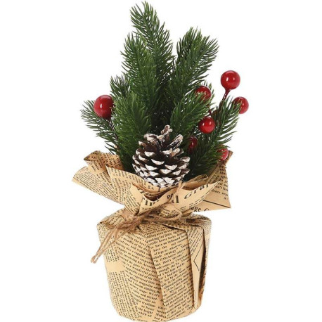 Malý zdobený vianočný stromček medený