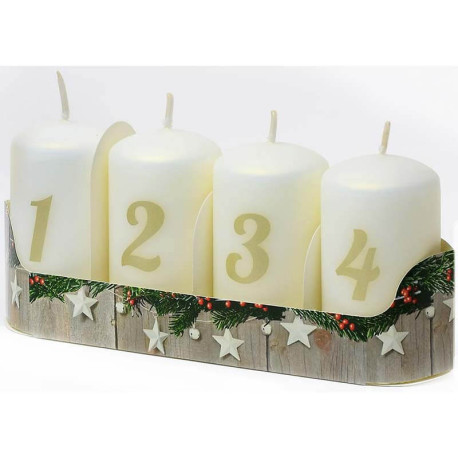 Adventné sviečky s číslami – biela farba