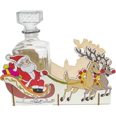 Santa na saniach s fľašou