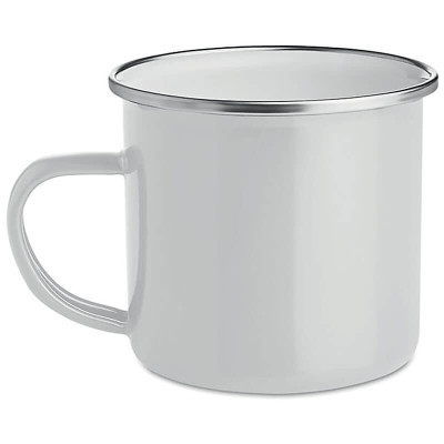 Biely smaltovaný hrnček na kávu alebo čaj 350 ml