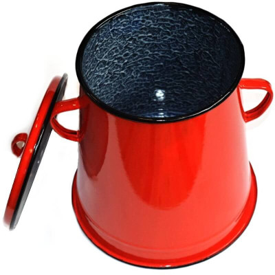 Smaltovaný džbán na masť s pokrievkou
