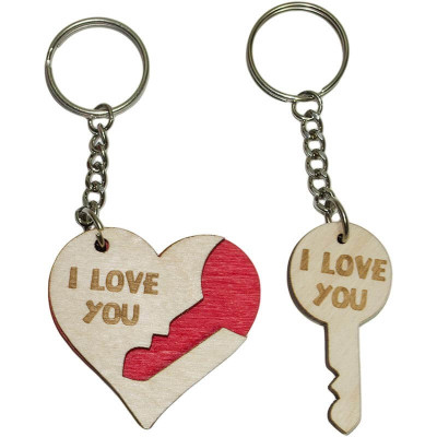 Kľúčenka pre dvoch – srdce s kľúčikom a nápisom I LOVE YOU
