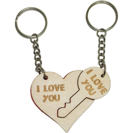 Kľúčenka pre dvoch – srdce s kľúčikom a nápisom I LOVE YOU