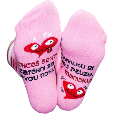 Vtipné ponožky pre ženy Chceš sex? Zatáhni za levou nohu.