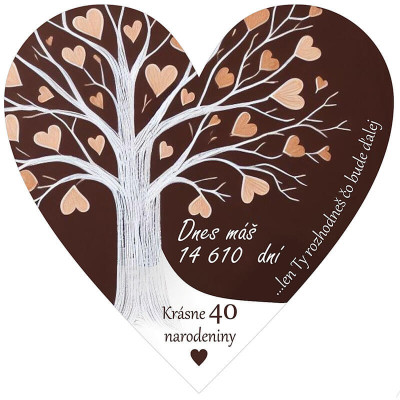 Krásne 40 narodeniny, len ty rozhodneš, čo bude ďalej – srdiečko