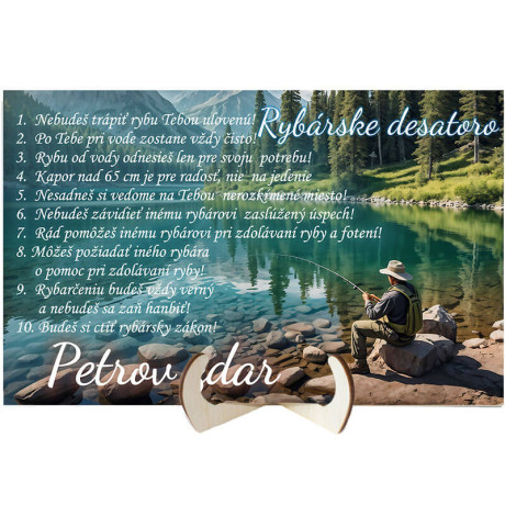 Tabuľka Rybárske desatoro s podstavcom