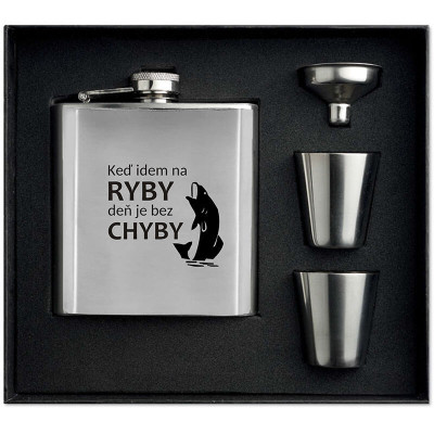 Ploskačka Keď idem na ryby deň je bez chyby - darček pre rybárov