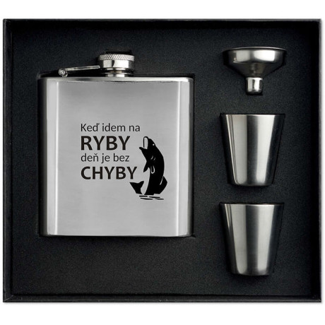 Ploskačka Keď idem na ryby deň je bez chyby - darček pre rybárov
