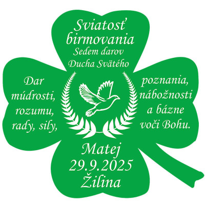 Darček na birmovku - štvorlístok s možnosťou darovania peňazí