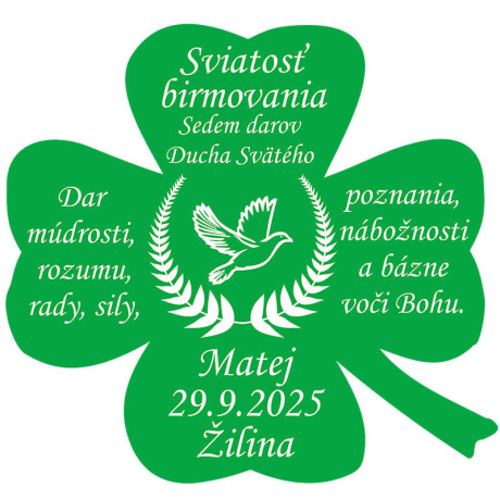 Darček na birmovku - štvorlístok s možnosťou darovania peňazí