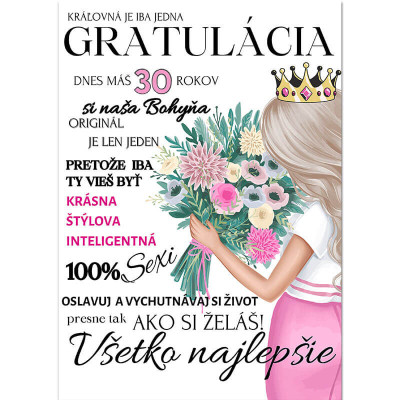 Diplom pre ženu na 30 narodeniny