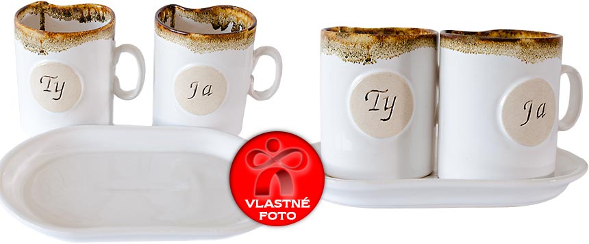 Detail na biele hrnčeky Ty a JA Detail na biele hrnčeky Ty a JA